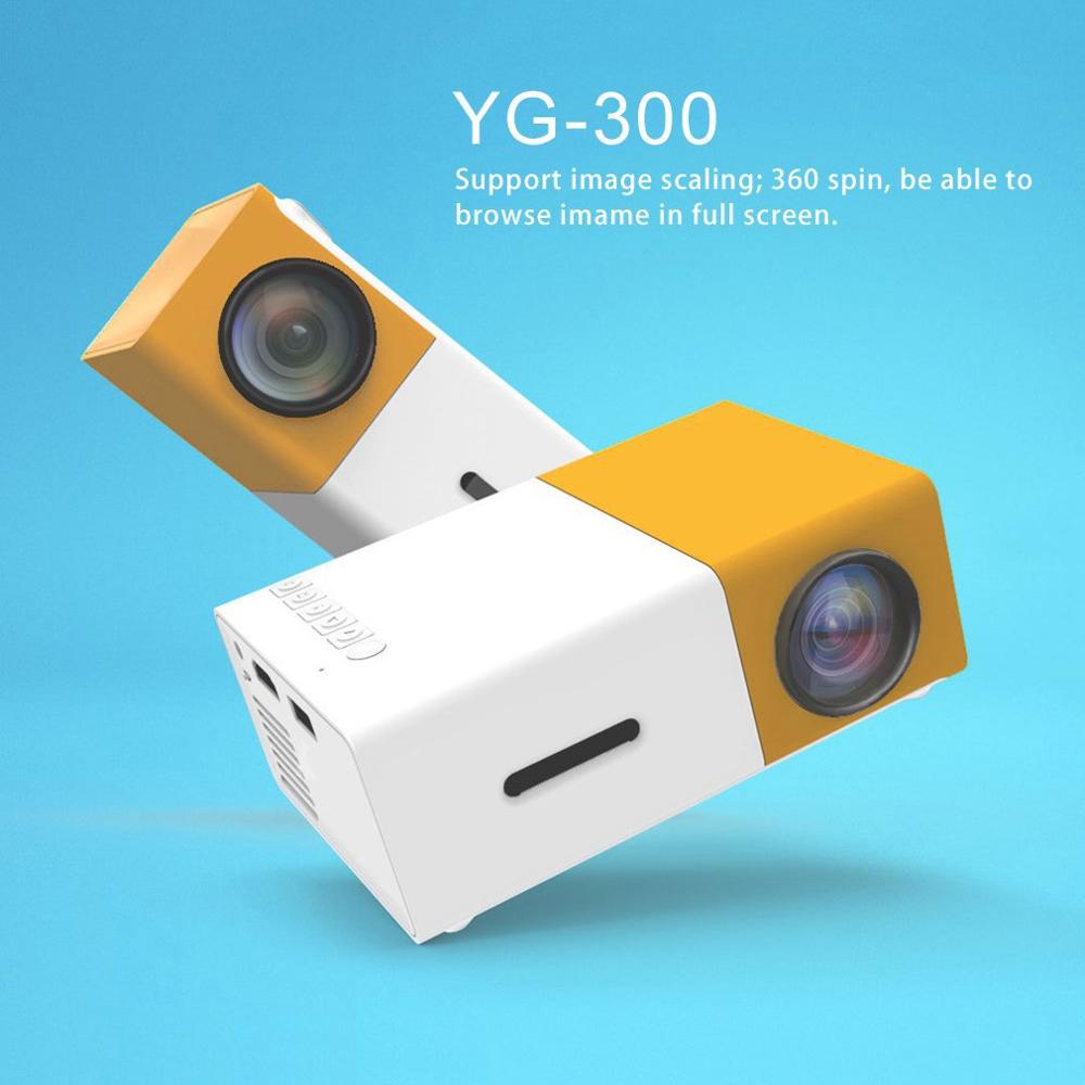 YG300 Mini Projector Full HD1080P Home Theater LED Projector LCD Video Media Player Projector Yellow & White