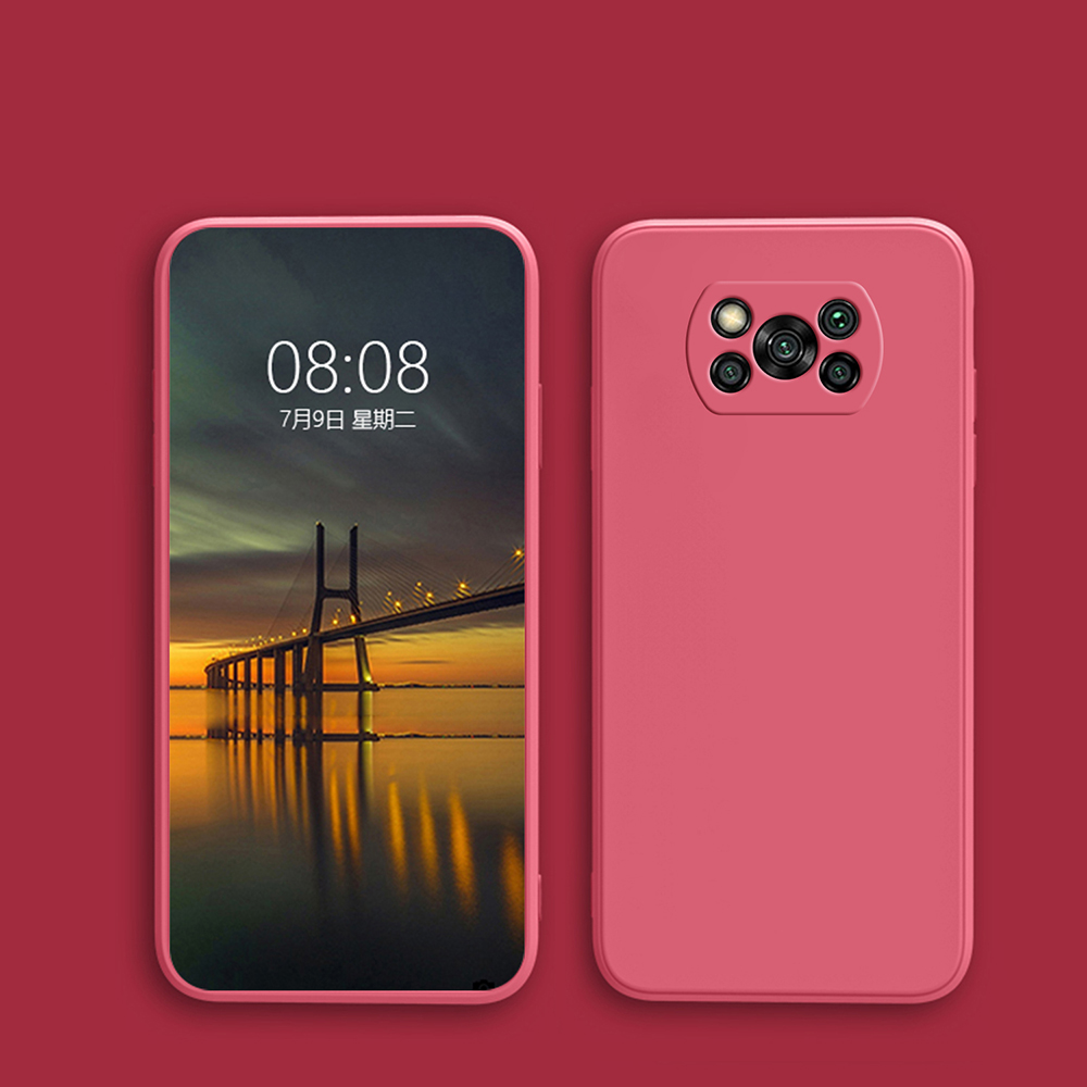 Luxo original caso de telefone de silicone líquido para xiaomi poco x3 x 3 pro nfc x3pro pocox3 pro casos macios para poco x3 pro capa traseira: PU / Rose Red