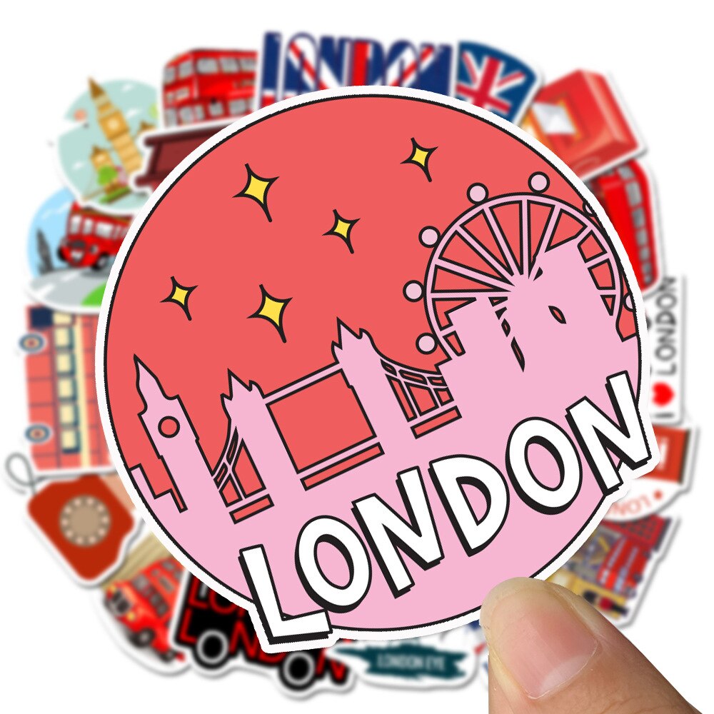 10/30/50Pcs Classic Rode Bus Telefooncel, Londen, Engeland, rode Laptop Koffer Telefoon Sticker Decoratie Jongen Speelgoed