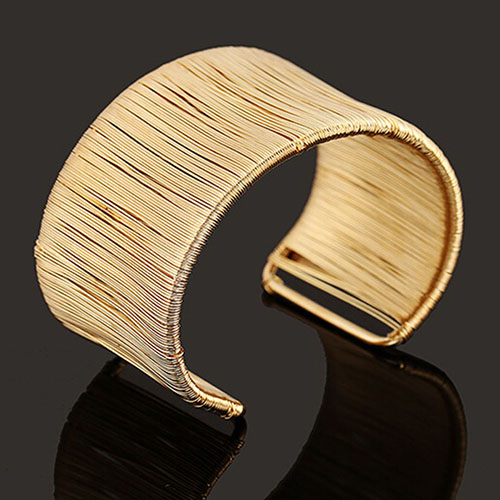 BLUELANS frauen Multilayer Metall Drähte Strings Open Armreif Breite Manschette Armband Hand Kette Ring Armband браслеты на руку: c Width 4cm