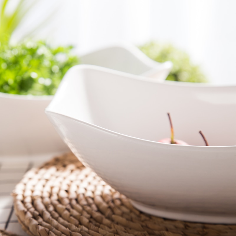 Europe Style home kitchen white ceramic bowls porcelain tableware Boat Bowls salad bowls rice noodle bowls pigmented
