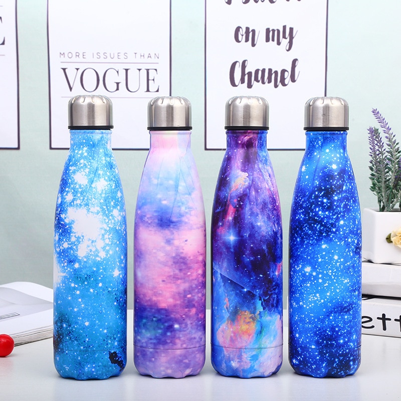 500ML Galaxy Water Bottles Stainless Steel Double Vacuum Insulated Bottle Sport Drinking Water Bottles Thermal Sports Travel Mug