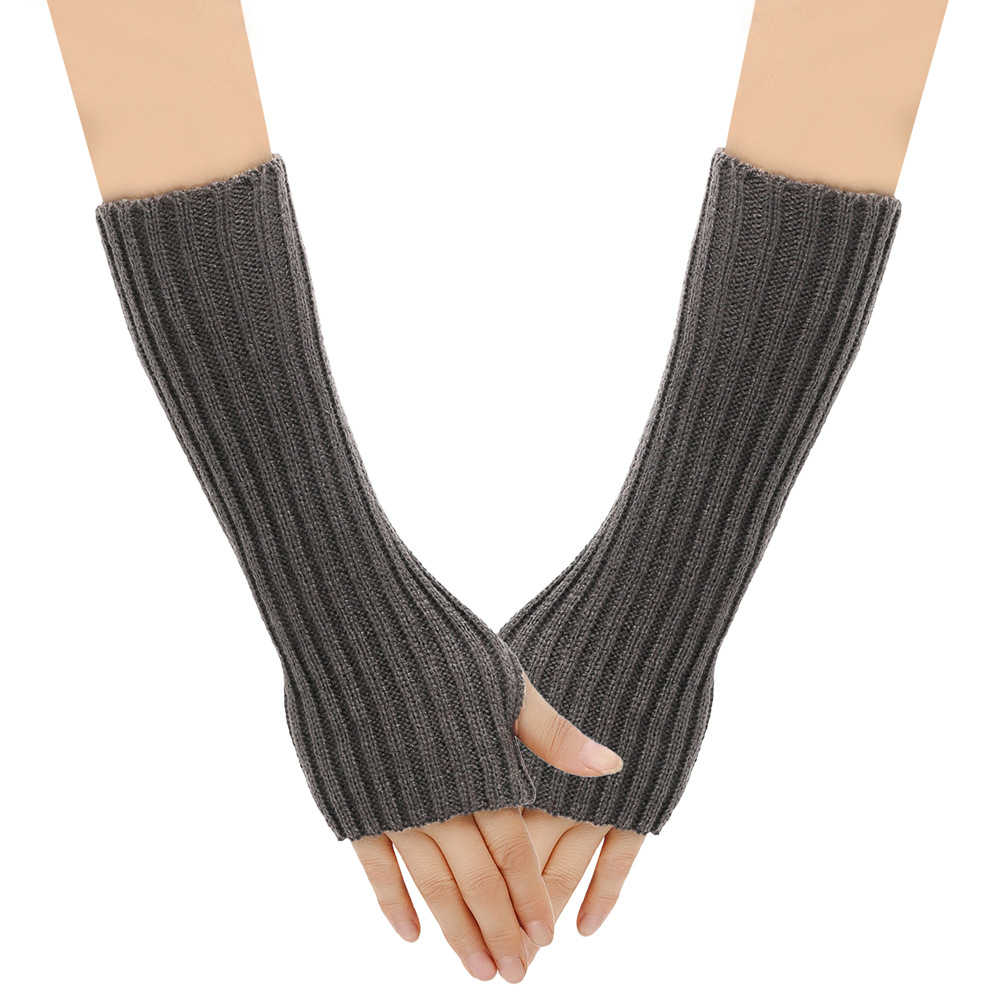 Arm Warmers Autumn Winter Cuffs Hand Sleeves Long Wool Gloves Men Women Knit Sleeves Warm Elastic Lady Sexy: Brown