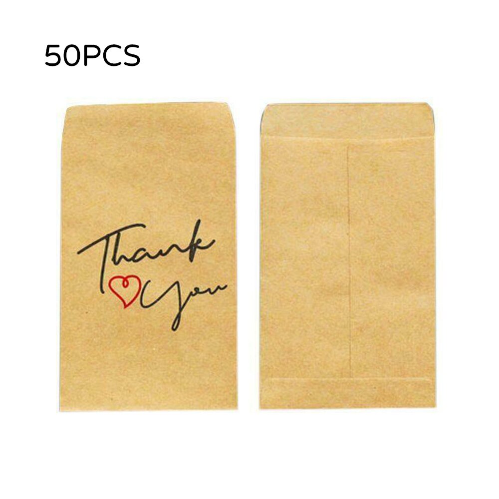 50Pcs Papieren Zak Gemaakt Met Liefde Dank U Kraft Paper Bag Party Wedding Verpakking Snoep Wikkelen Tas: thank you 50pcs