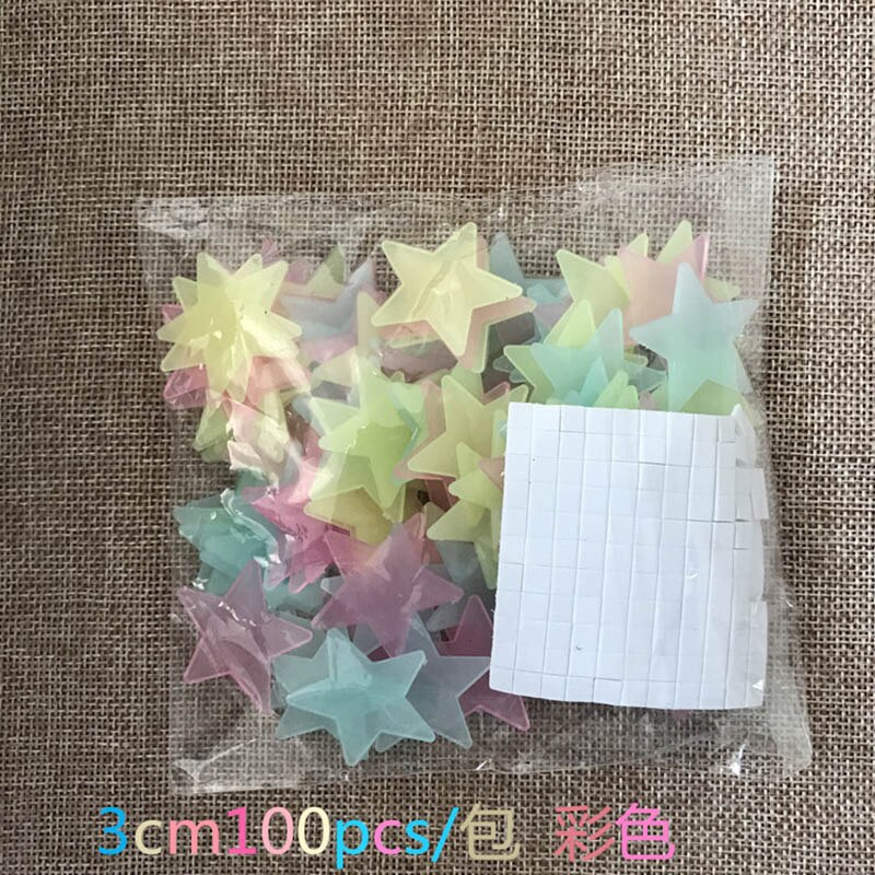 50 stücke 3D Sterne Wand Aufkleber Glow In The Dark DIY Leuchtende Leuchtstoff Aufkleber Für Kinder Baby Zimmer Schlafzimmer Decke wohnkultur: 3cm  muti