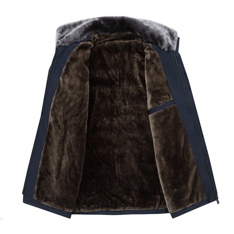 Vinter dunjakke herre tykk varm vindtett stor pelskrage bomullsklær doudoune homme