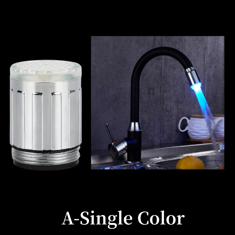 7-Farben-Wasserhahn-Licht mit wechselnder Temperatur, LED-Wasserhahn-Licht mit Adapter, Farbwechsel-Wasserhahn, Küche, Badezimmer, Zubehör: Rot