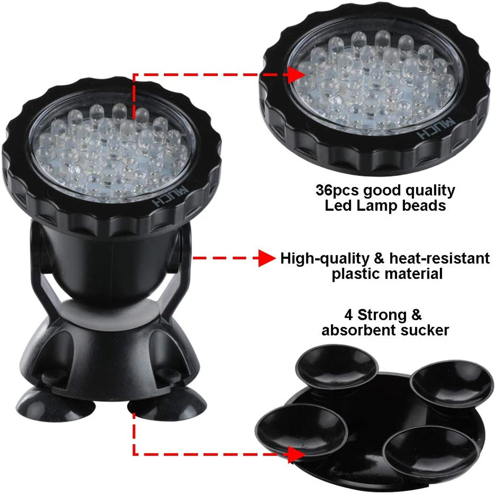RGB Tauch Teich Schwimmbad Lichter IP68 Wasserdichte Unterwasser Aquarium Strahler 36 LED Garten Landschaft Rasen Licht