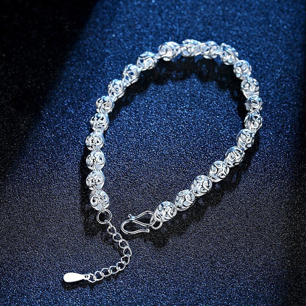 NEHZY-pulsera de plata de ley 925 para mujer, joyería de , bola hueca retro, bricolaje, longitud de 22,5 CM