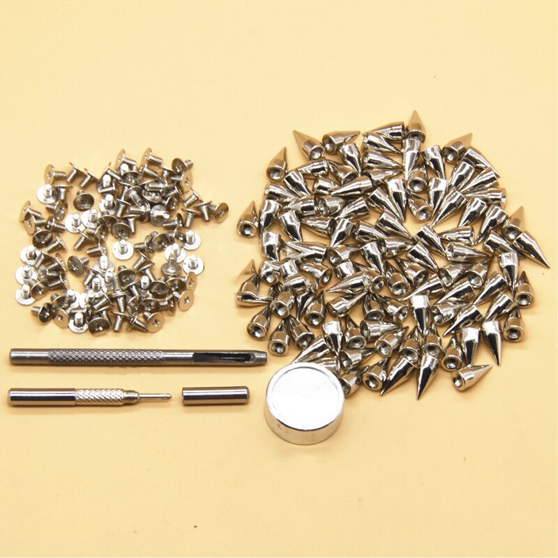 100 Stck/einstellen Silber 9-24mm Höer Konische Nieten Toolkit Flecken Kegel Schraube Metall Nieten Leder Niet kugel Spikes