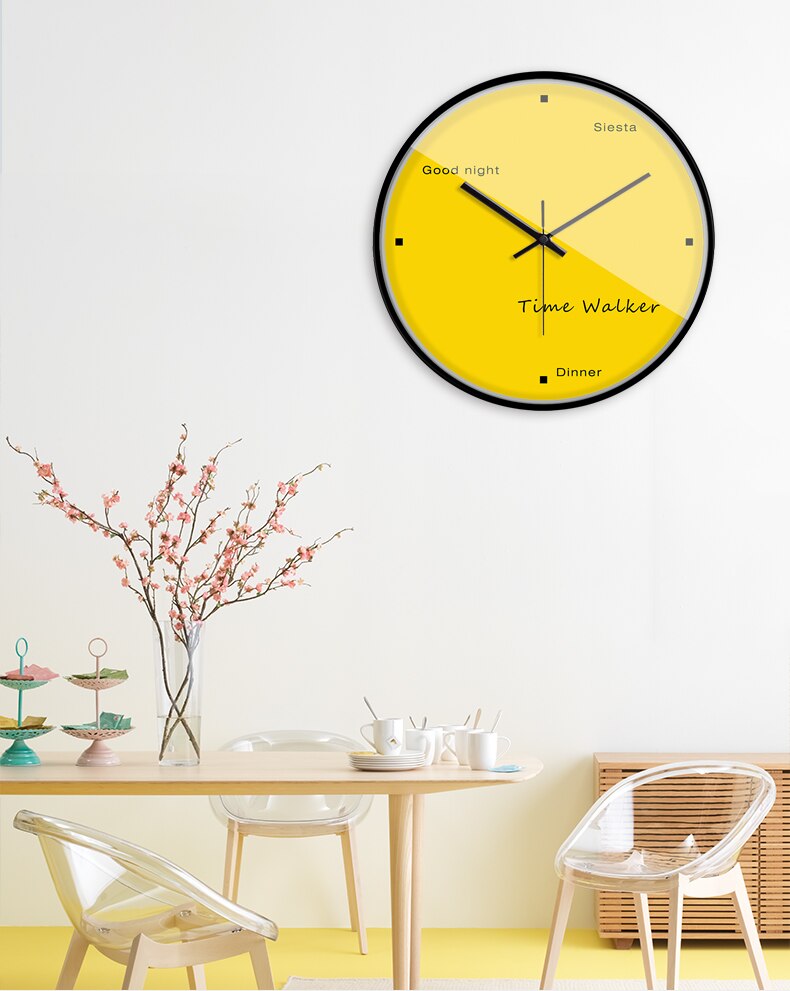 Nordic Digital Wall Clocks Living Room Silent Quartz Clocks Bedrooms Yellow Wall Clocks Relojes De Pared Home Decor Bb50wc
