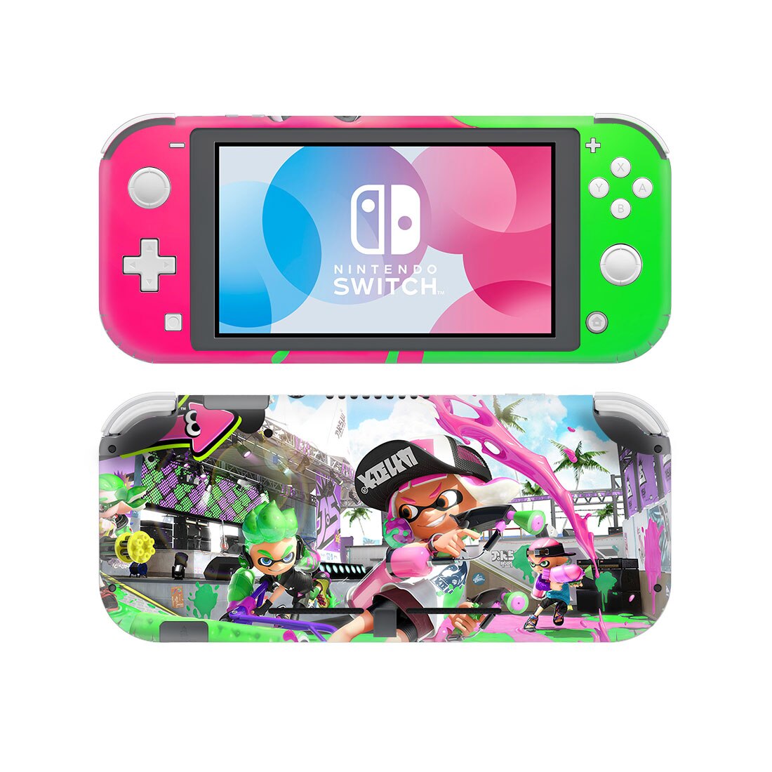 Splatoon-pegatina de piel de vinilo para Nintendo Switch Lite NSL, película protectora, cubierta, 13 estilos disponibles, 2 estilos: Style 1