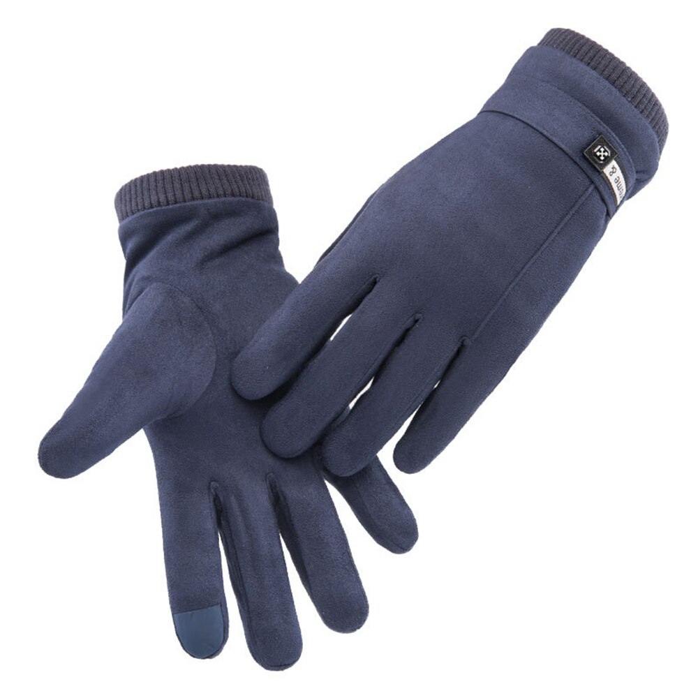 Men's Full Fingers Gloves Warm Winter Velvet Padded Touchable Warm Outdoor Cycling Gloves For Male Gloves