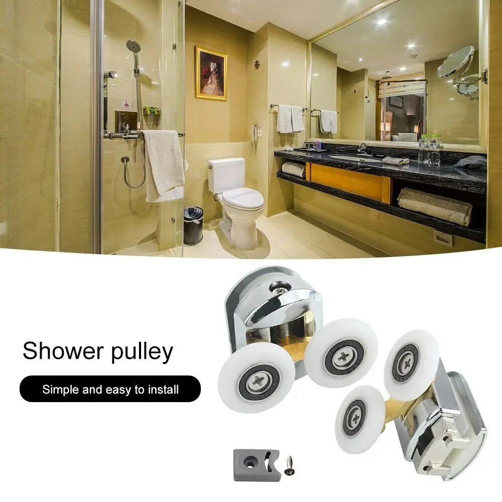 4 Stuks Douchescherm Deurrollen Zink Legering Lopers Wielen Twin Top Vervanging Douchedeur Rollers Wielloper Katrollen