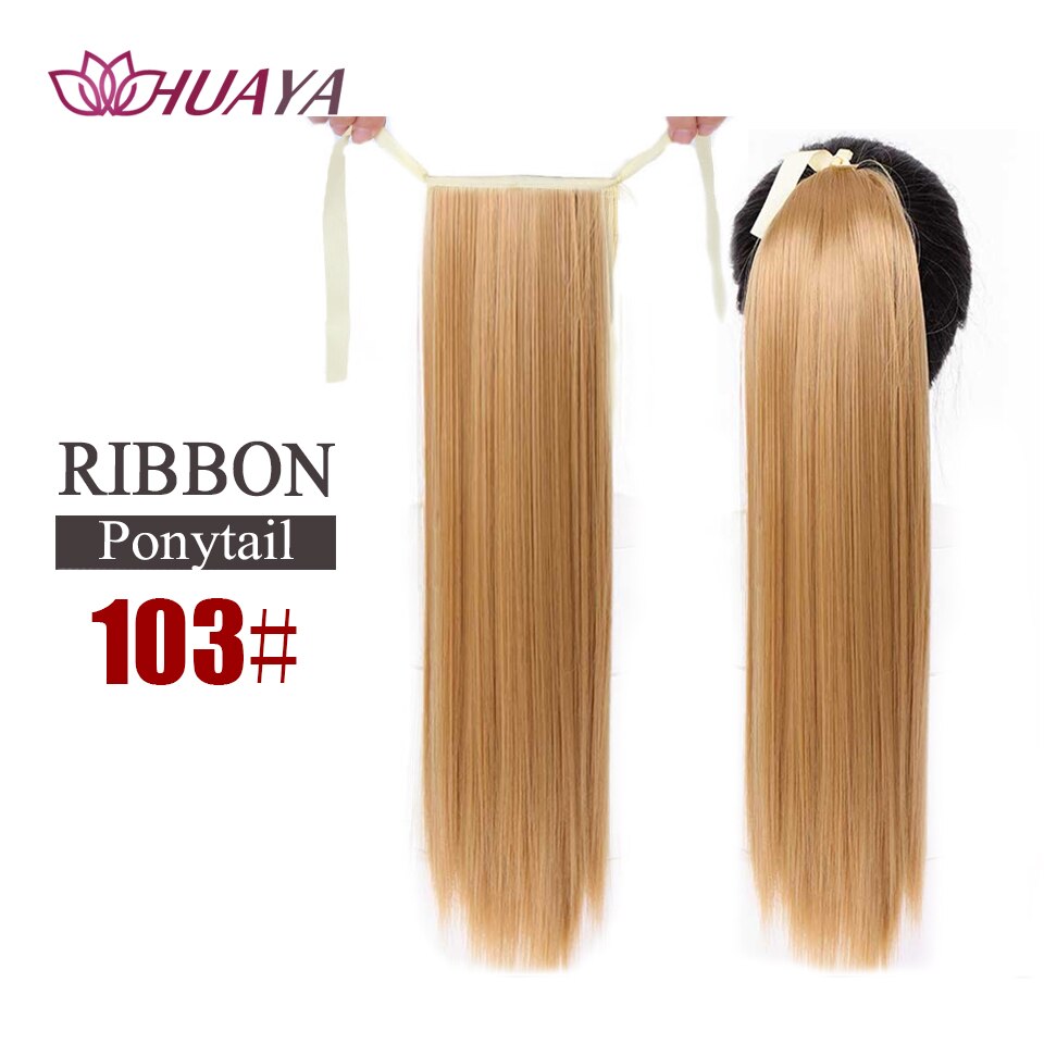 HUAYA Long Straight Clip In Hair Tail False Hair Ponytail Hairpiece With Hairpins Natural Synthetic Hair Extensions Pony Tail: H-103