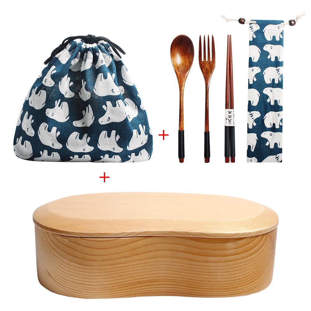 Wooden Lunch Box Set Student Bento Boxes Kit Eco-friendly Japanese Food Container Kitchen Tableware Sushi Case with Compartment: 6pcs-B