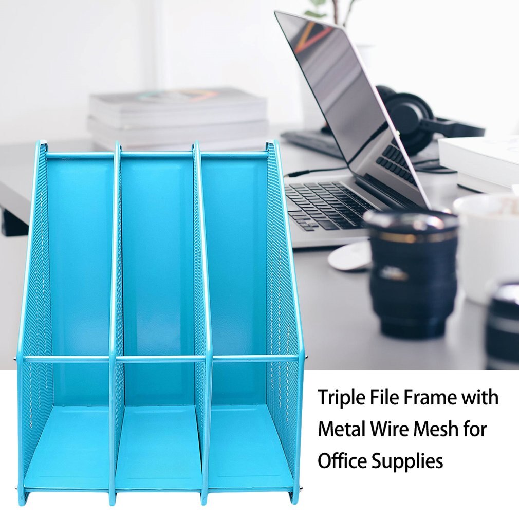 Office organizer Supplies Metal Wire Mesh Triple File Holder desk organizer Office File Storage Rack organizador escritorio
