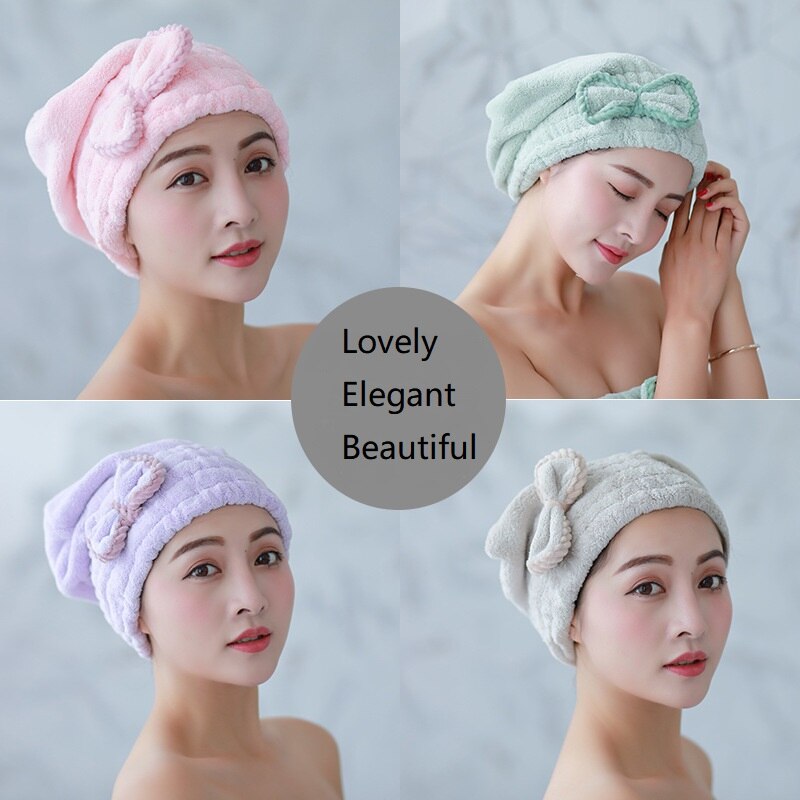 Toalla de cabeza de microfibra para mujer y niña, turbante de secado rápido, gorro de secado de cabello, toalla envuelta