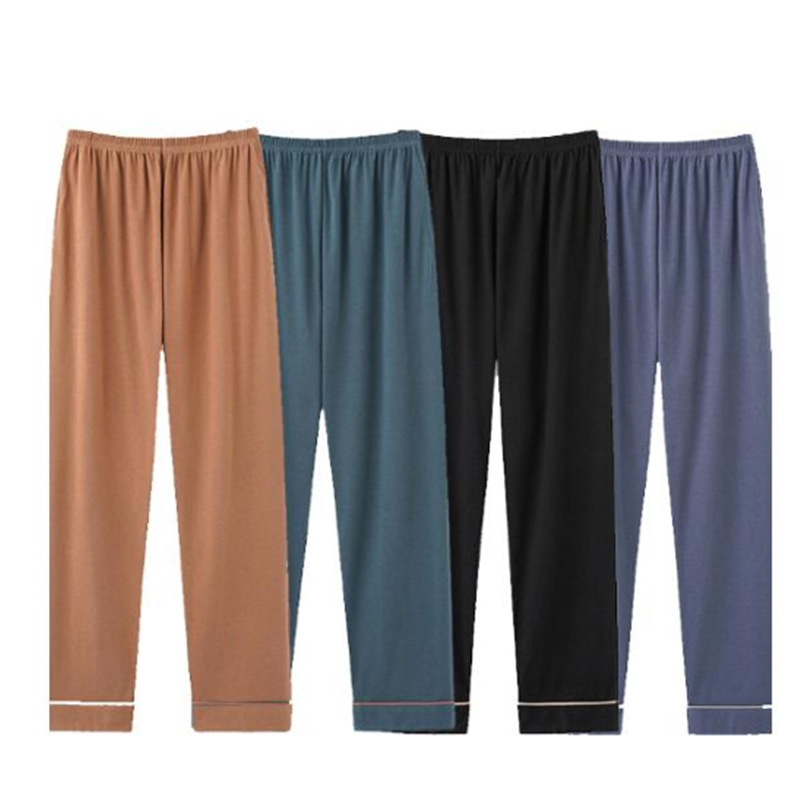 All-Match Autumn Pajamas Men&#39;s Long Trousers Solid Color Cotton Home Pants