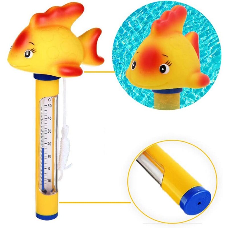 Drijvende zwembadthermometer met touwtje, vijverwaterthermometer voor zwembad, bad, spa, kuipen, visvijvers