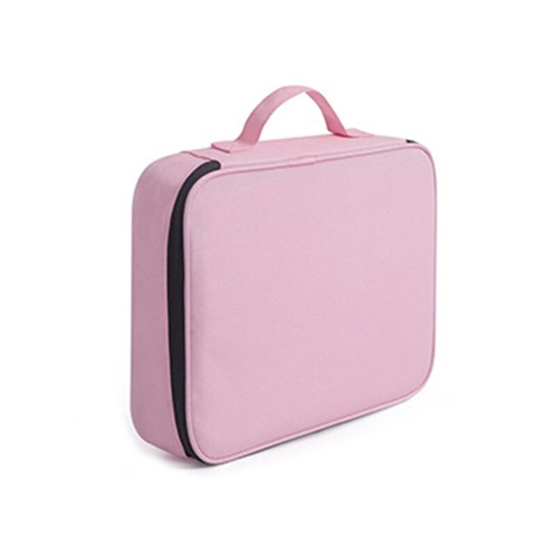 Bolsa de almacenamiento de documentos, estanca, gran capacidad, certificados, organizador de archivos para viaje a la oficina en casa: Rosa
