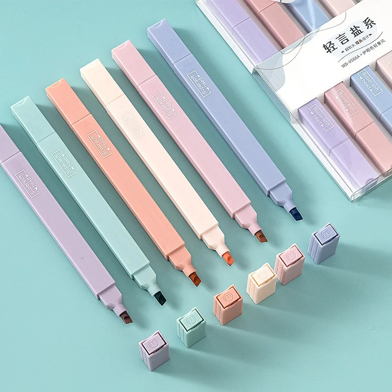 Juego de rotuladores resaltadores Pastel, marcadores resaltadores Kawaii de Color Morandi, bolígrafos bonitos, papelería coreana para útiles escolares