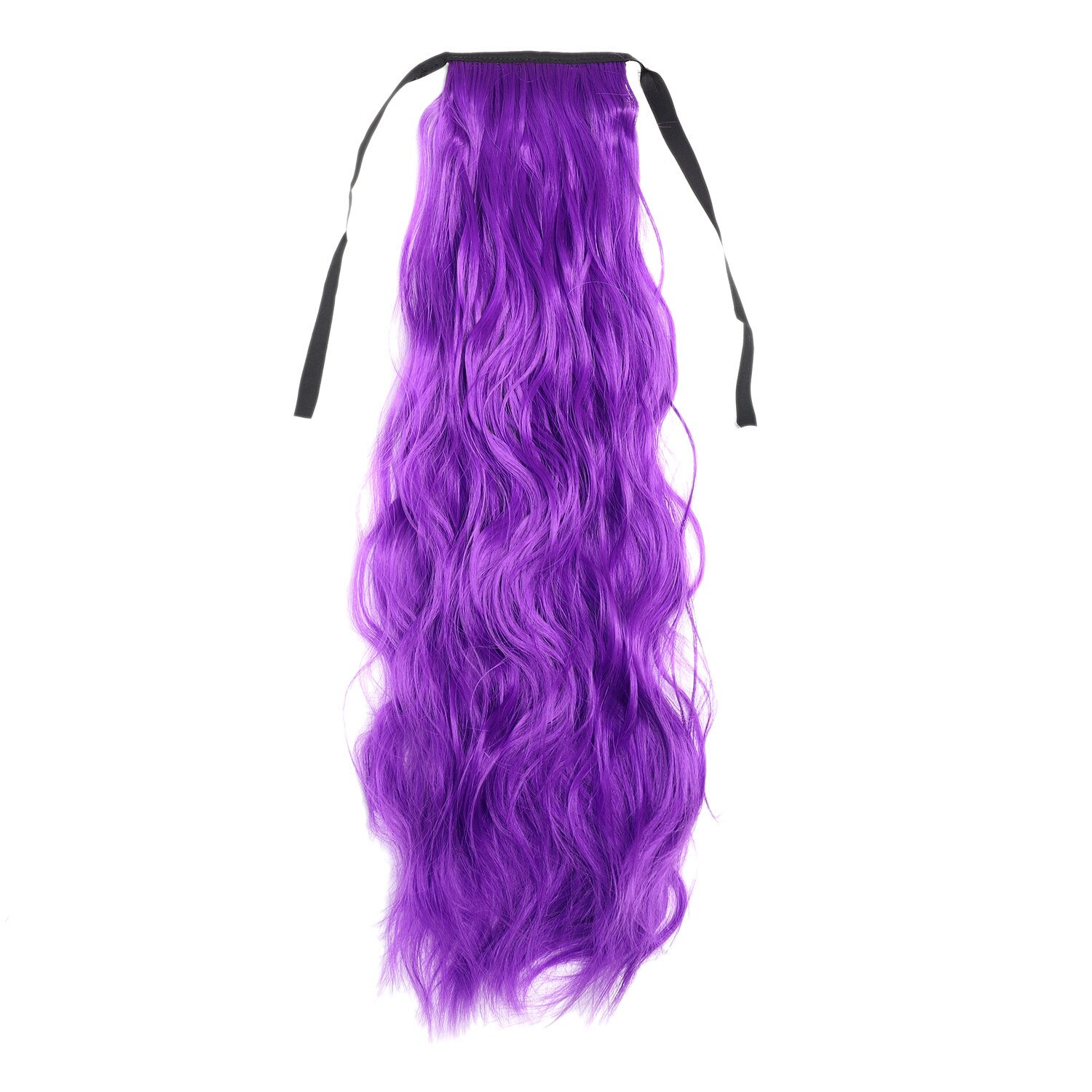 Ponytail Colorful Ombre Synthetic Ribbon Clip in Women Hair Extension Wavy Curly Hairpiece Pony Tail Blue Pink Purple Hairstyle: Purple