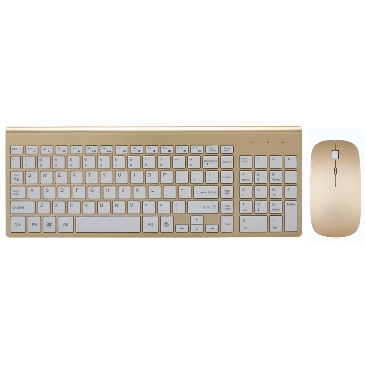 Drahtlose Tastatur und Maus Combo 2,4G Ultra Dünne Kompakte Voll Größe Ruhig Schere Schalter Tastatur und Mäbenutzen für Fenster Laptop PC: Gold