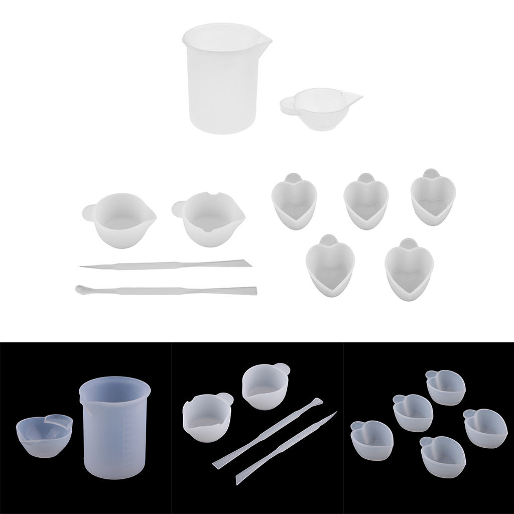 11pcs/Set Silicone Stirring Rods Stick + Mixing Measuring Distribution Cups Epoxy Resin Tool
