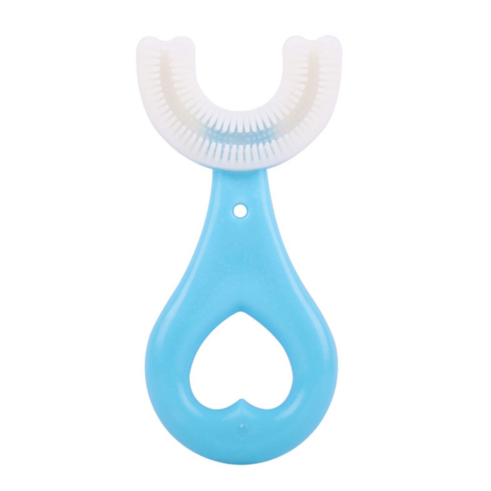 Kids Tandenborstel U-Vorm Zuigeling Tandenborstel Met Handvat Siliconen Oral Care Borstel Voor Peuters Leeftijden 2-12: Blue S (2-6 years)