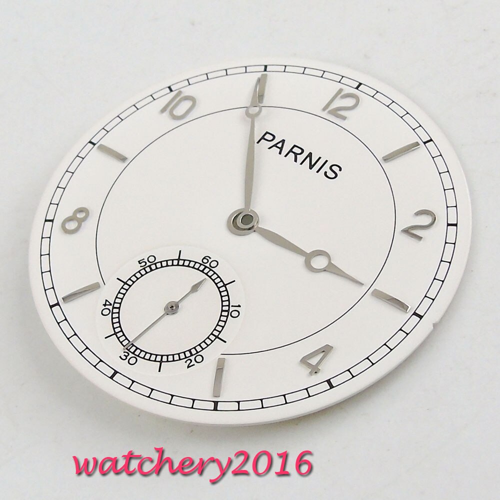 38.9mm Parnis zilveren handen witte wijzerplaat fit 6498 ST beweging heren Horloge wijzerplaat + handen