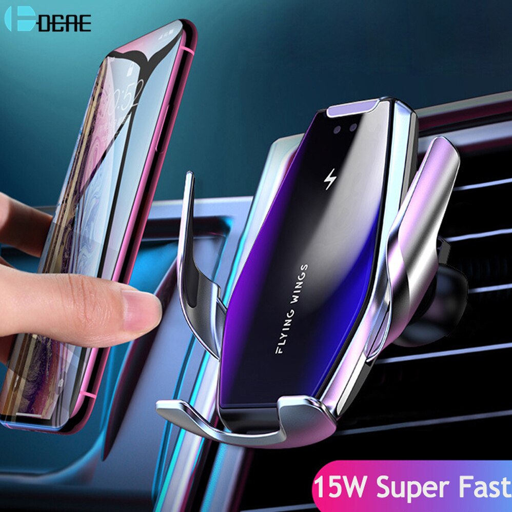 15w schnelle qi-wireless-autoladegeräte für iphone 12, 11 xs xr ,  x 8 samsung und  s21 s20 s10 mit lüftungsschlitzhalterung und automatischer klemmung