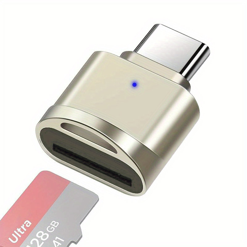 USB C TF Card Reader, Portable OTG Card Adapter for Android Phone, Camera, Laptop, Mini Metal Type-C Card Reader