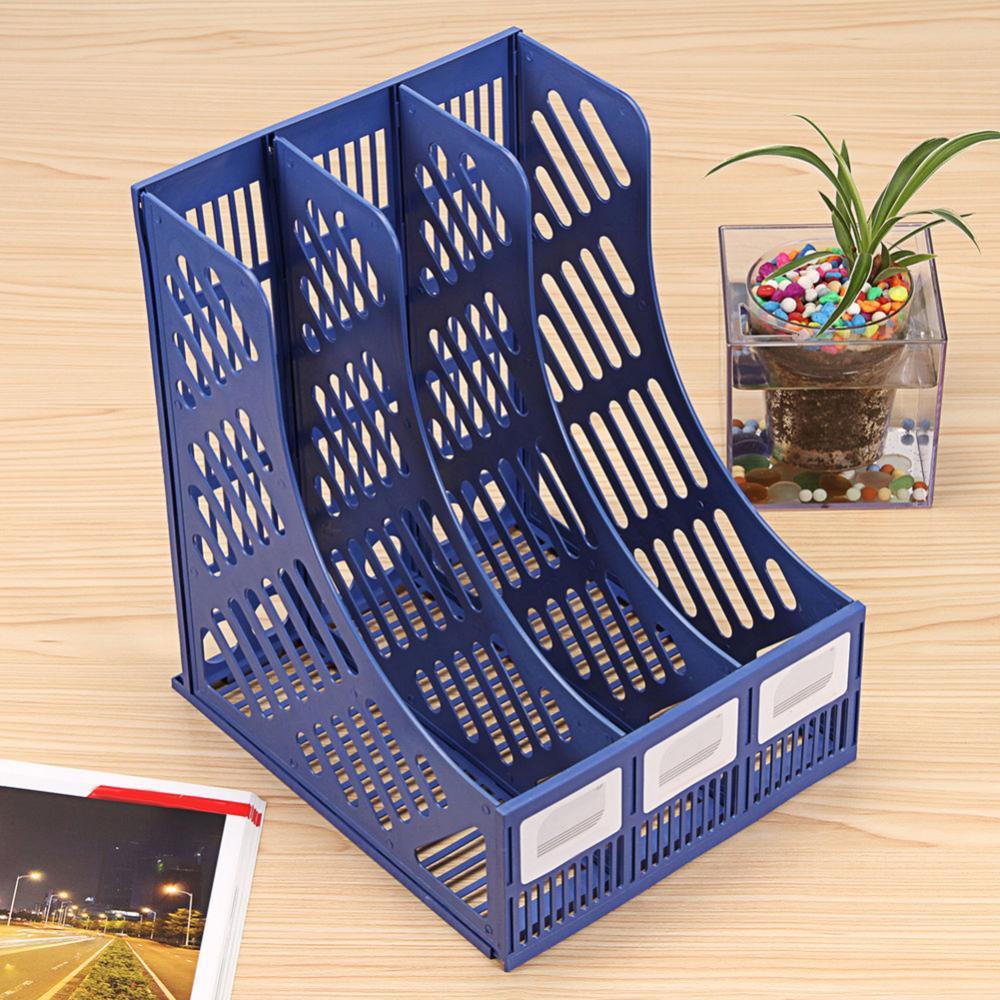 3 Sections Desktop File Racks File Stand Plastic Holder Home Office Document Storage box Desk Organizer