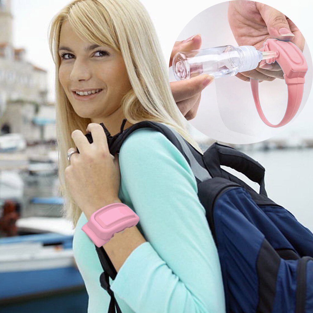 1PC Wristband Hand Dispenser Hand Sanitizer Dispensing Silica gel Wearable Dispenser Pumps Disinfecta Wristbands Hand Band Wrist: Pink