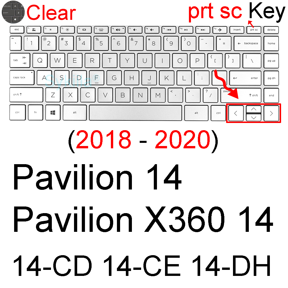 Keyboard Cover for HP Pavilion 14 X360 14t Touch 14t-dv 14t-dw 14t-dy 14-BA 14-BF 14-AB Silicone Protector Skin Case Accessories: Clear 2018-2020