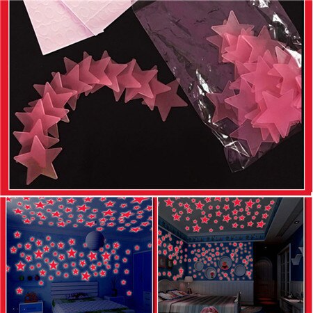 Étoiles lumineuses en 3D créatives 100 pièces | Décor amovible pour Art Mural, décoration de chambre de bébé, fête de jardin