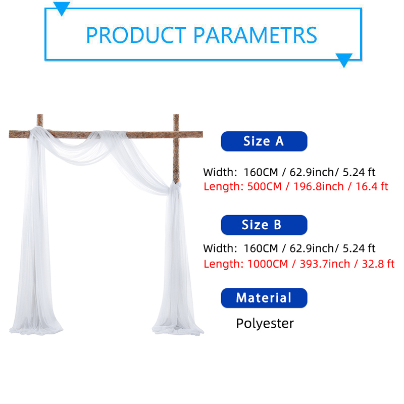 5/10m Wedding Arch Drapes Decorations Sheer Curtains Wedding Backdrop Curtains Tulle Fabric Drapery For Party Ceremony Reception