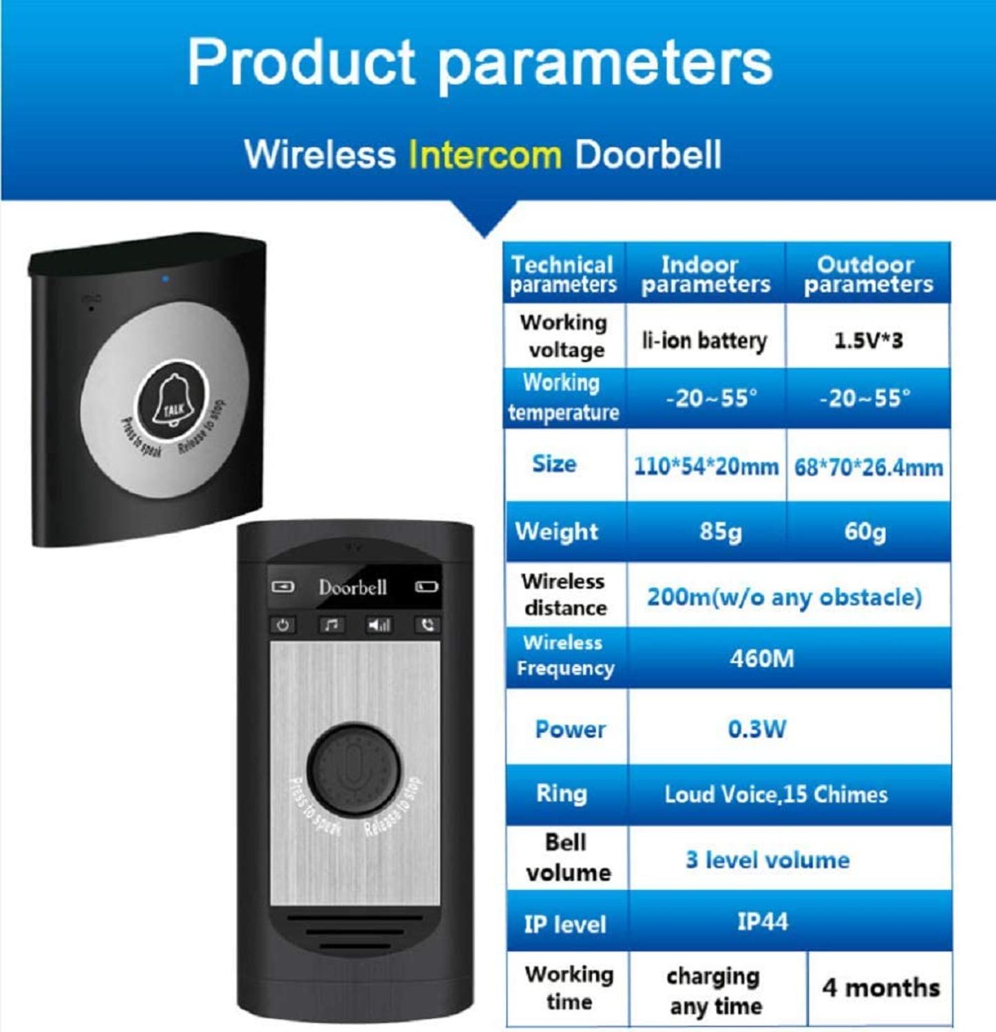 MEEYIH7a jeden nadajnik i dwa odbiorniki domowy bezprzewodowy dzwonek domofon głosowy dwukierunkowy domofon dla domu i biura