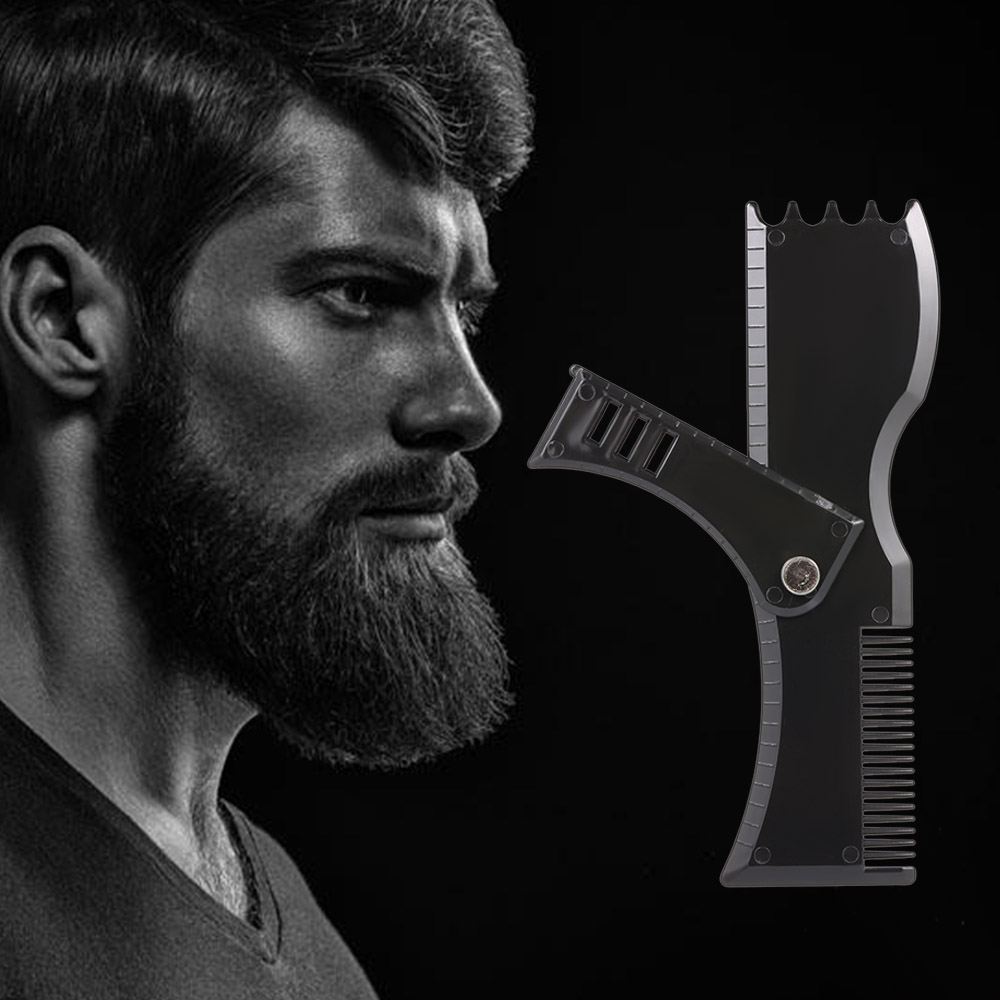 Skægformer 360 ° roterende skægformning og stylingskabelon kam til mænd barberingstilbehør til formning af kindlinje skægstylingværktøj