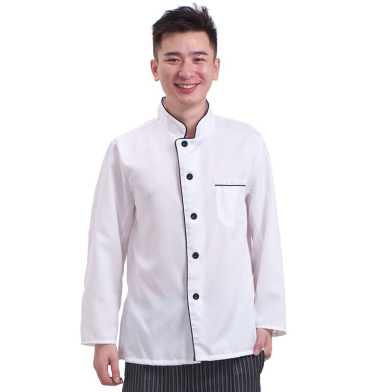 Long Sleeve Chef Uniform Kitchen Restaurant Cooking Clothes Bakery Catering Uniform Breathable Waiter Work Wear Chef Jackets: White Chef Uniform / XL
