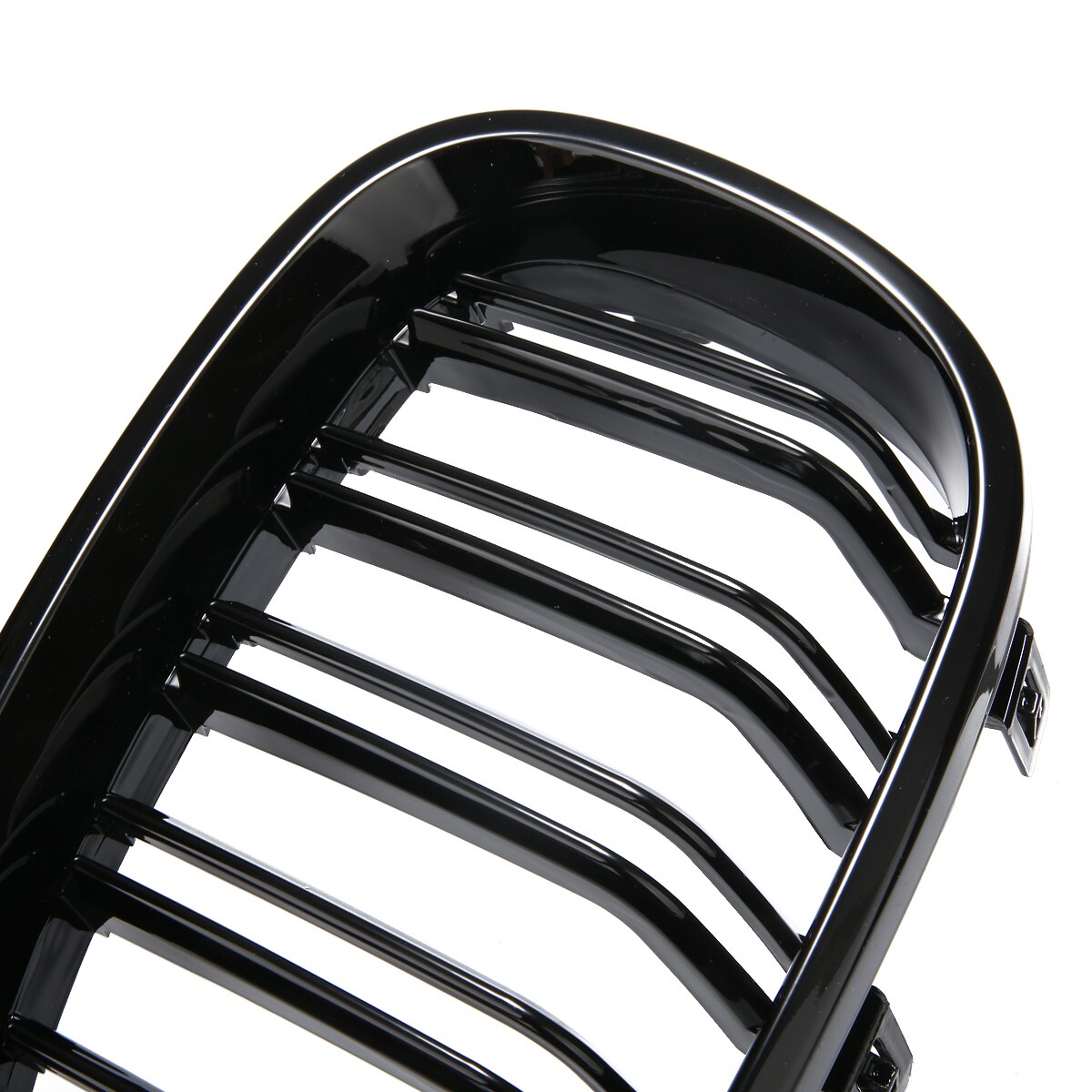 Mayitr 1 paar glanzend zwarte dubbele lamellen voorste nierengrille auto vervangend exterieur onderdeel voor bmw  e60 e61 m5 5 serie 2003