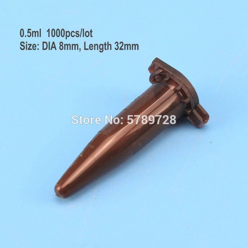 1000pcs 0.5ml Brown light-proof centrifuge tube V-bottom centrifugal tube with gland lid in laboratory