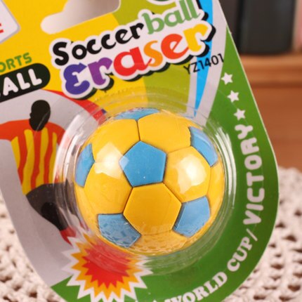 stationery football rubber beautiful sphere eraser football eraser soccer eraser: 1 big yellow ball