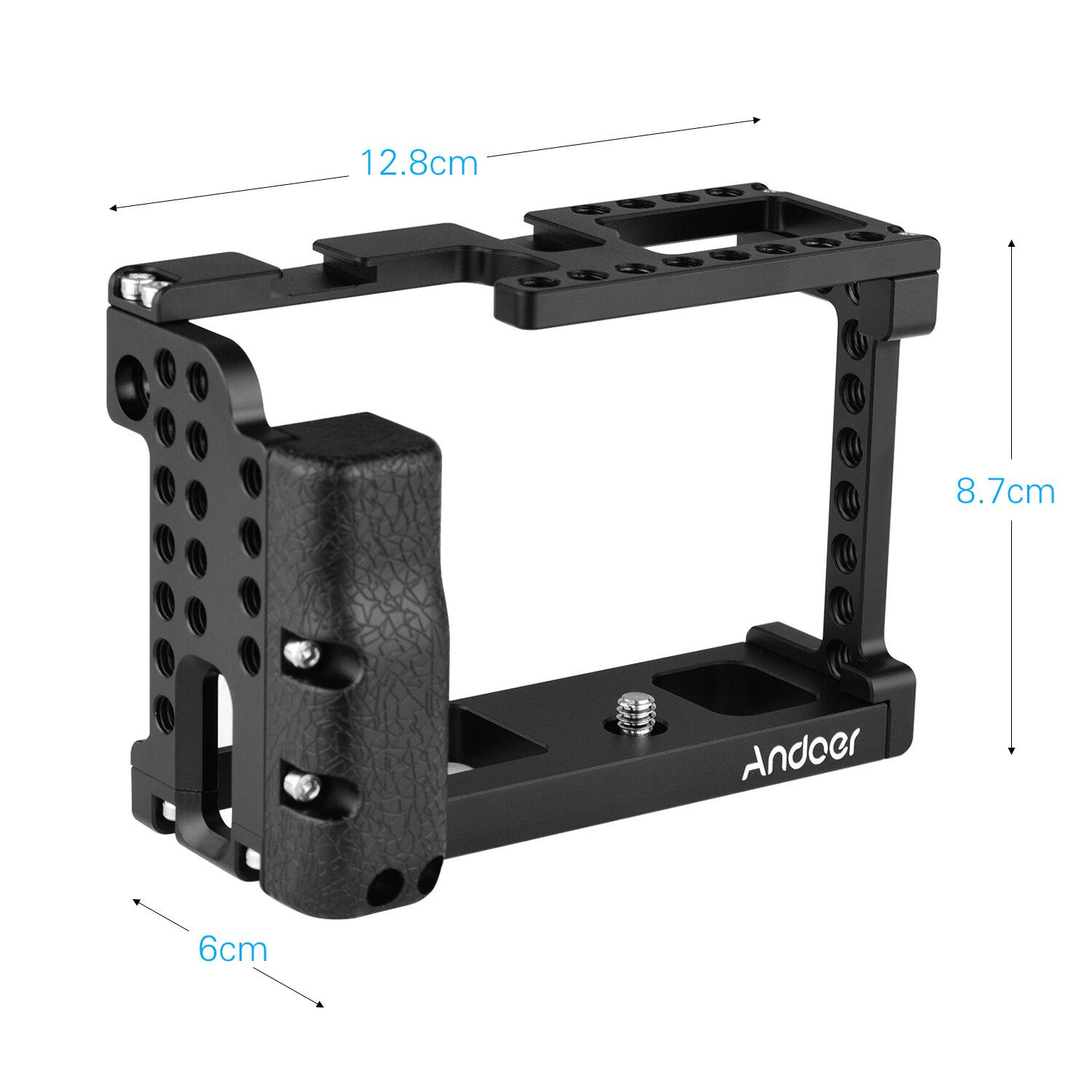 Andoer Aluminum Alloy Camera Cage Video Stabilizer with Cold Shoe Mount 1/4 Inch Screw Holes Compatible with SIGMA FP Camera