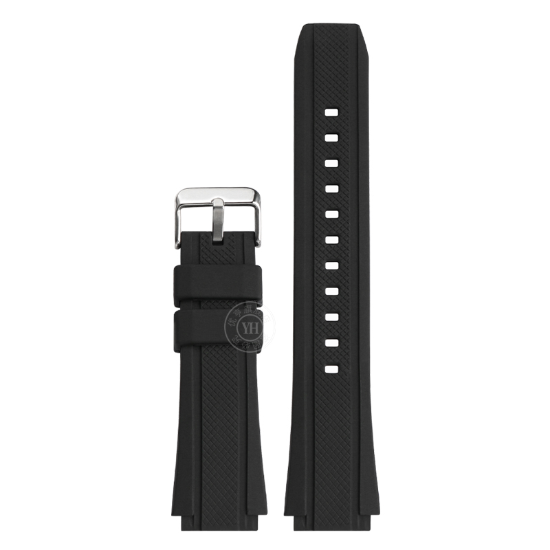 Silicone Rubber Sports Watch Strap For Casio 5119 Edifice EF-552 Watchband EF-552D-1A Men's Bracelet Stainless Buckle Black 20mm: BLACK WHITE