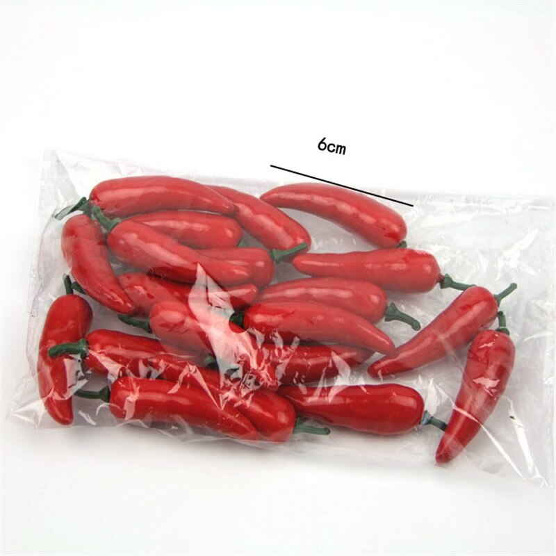 20 piezas Mini plástico fruta Artificial melocotón espuma barato manzana cereza simulación fruta falsa para la decoración del jardín de la boda del hogar: Red pepper