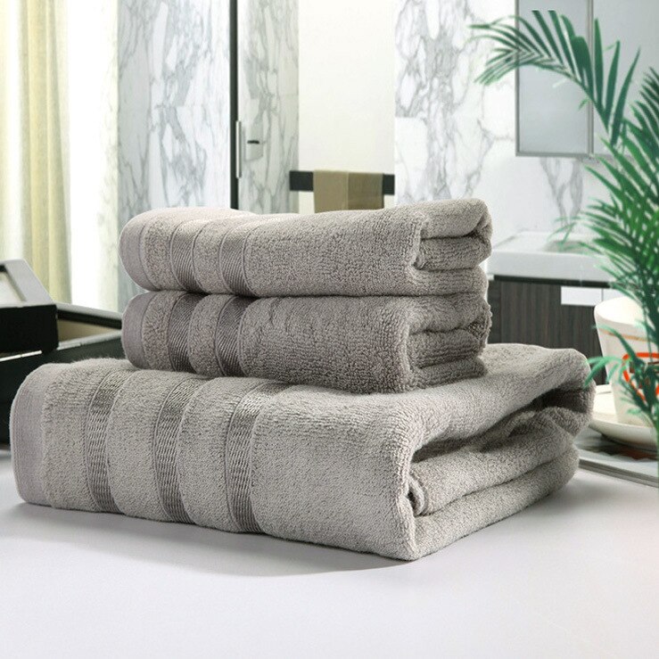 100% Bamboevezel Bad Strandlaken Sets Voor Volwassenen/3Pcs Gezicht Fiber Handdoeken Badkamer 35Cm * 75Cm * 2P 70Cm * 140Cm * 1P T0035: Light Grey
