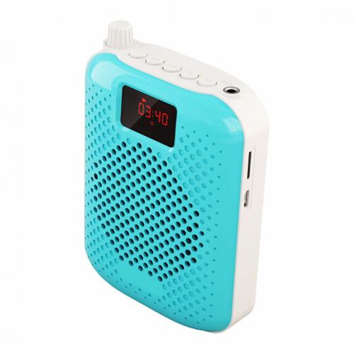 K500 bluetooth megafon bärbar röstförstärkare midjeband klämma stöd radio tf  mp3 för reseledare, lärare kolumn: Blå