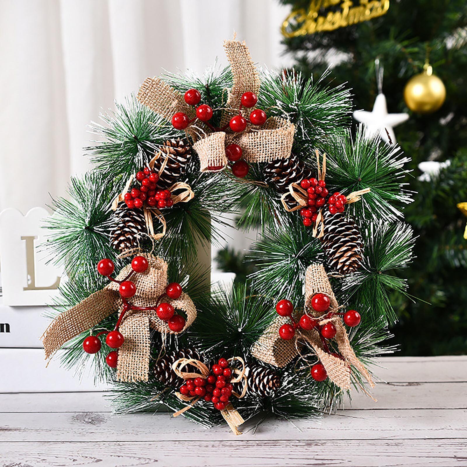 Weihnachten Kranz Dekorationen Leucht Elch Weihnachten Treeplants Hochzeit Dekorative Blumen Kränze Heimat Dekor #35: Milchig Weiß